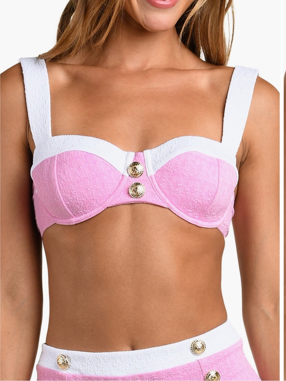 L’agence Alexandria Colorblock Bikini Top Blush Pink